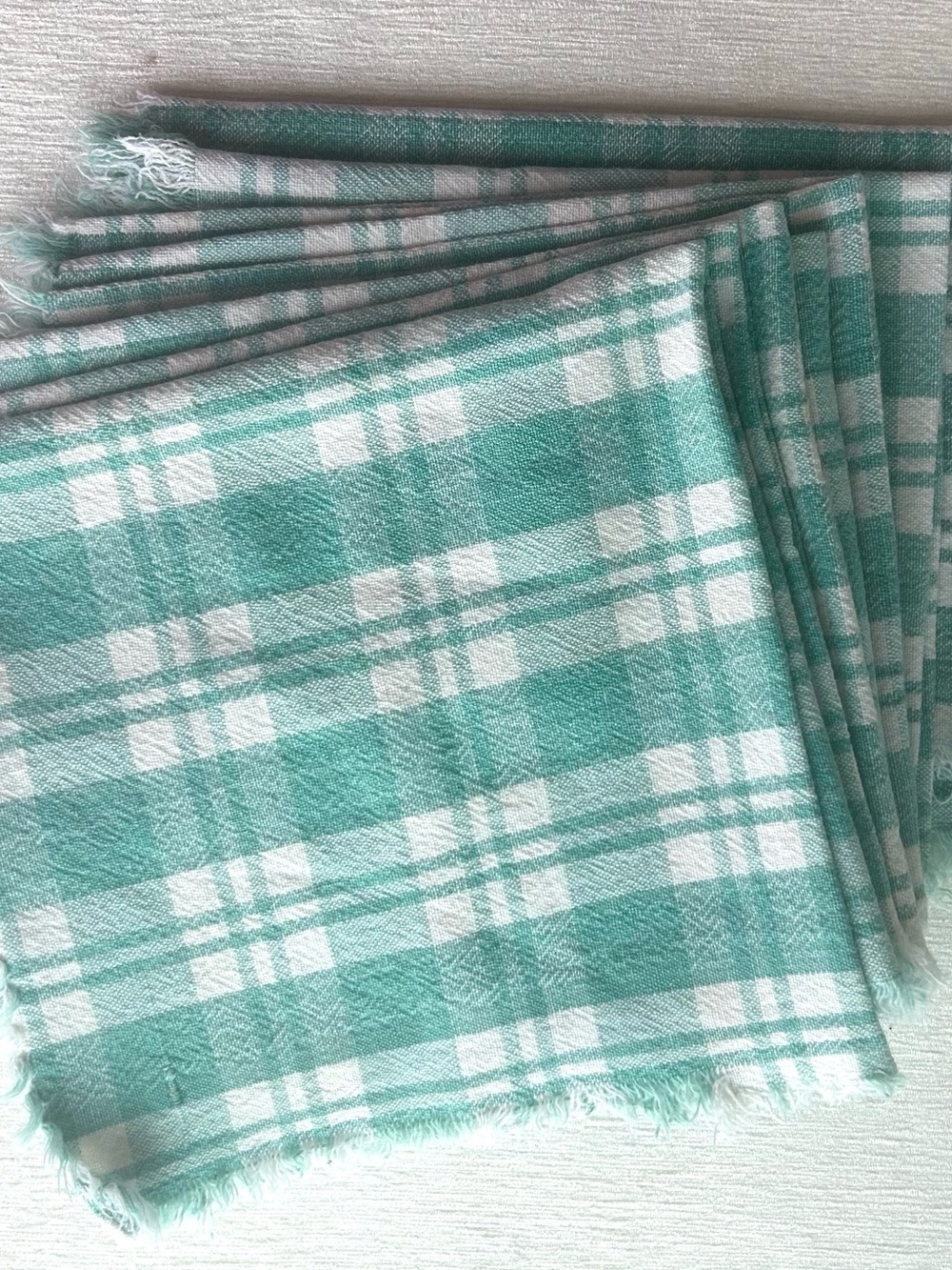 (12) pc. cotton napkins set vintage plaid
